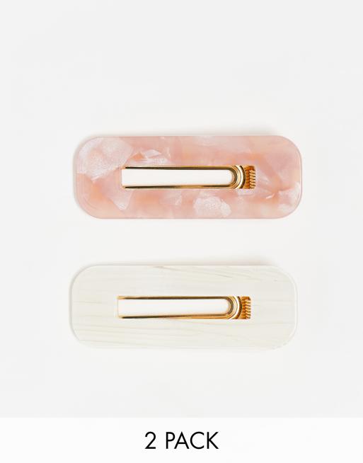 Accessorize – 2er-Multipack Haarspangen aus marmoriertem Kunstharz in verschiedenen Farben