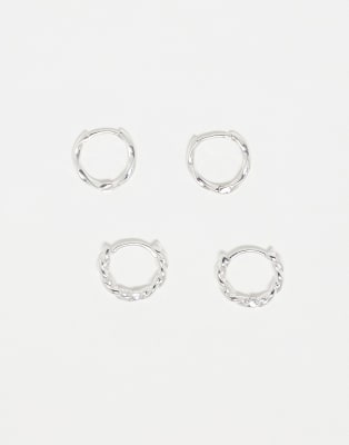 Accessorize –2er-Pack gedrehte Creolen aus plattiertem Edelstahl