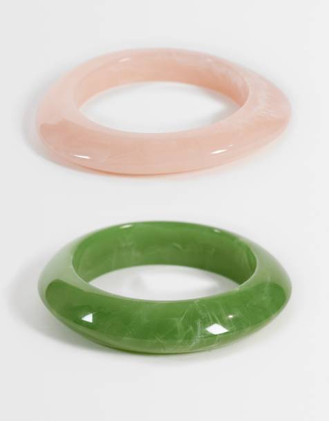 Accessorize – 2er-Pack schmale Armreife aus Kunstharz in Pastellfarben - view 1