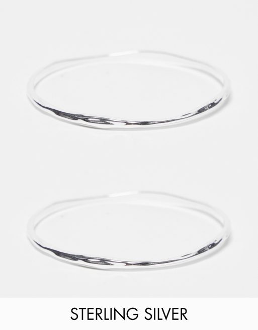 Accessorize – 2er-Pack schmale Armreifen aus Sterlingsilber