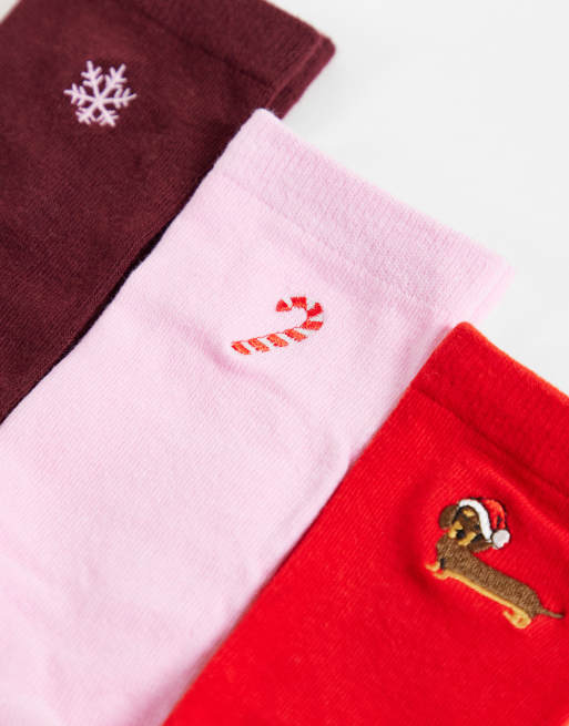 Accessorize 3 pack christmas sock gift box in multi colors, 3 of 3