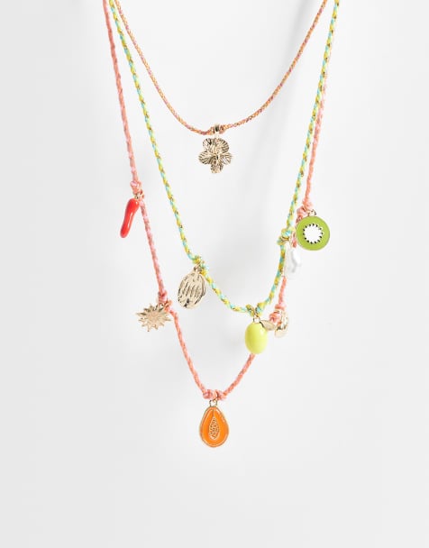 Accessorize 3 pack cord charm necklace - view 1