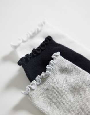 Accessorize 3 Pack Frill Trim Socks In Multi