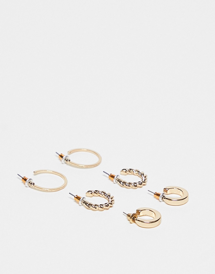 Accessorize 3 pack hoops in gold