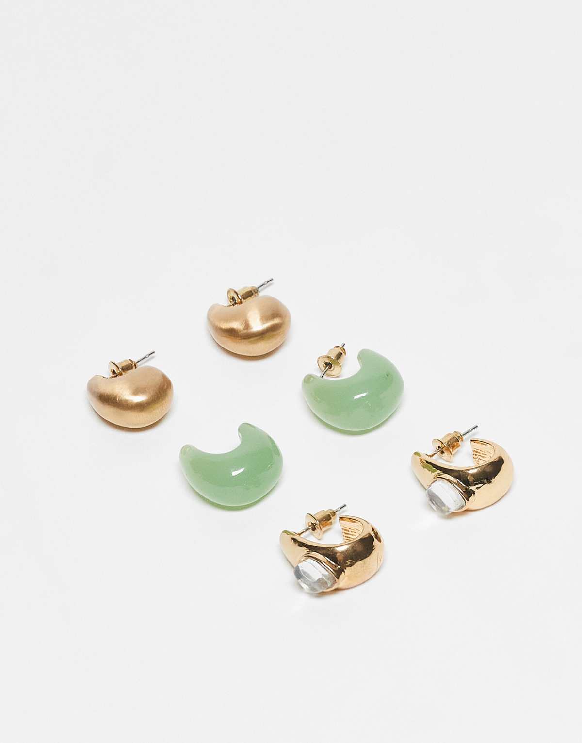 Accessorize 3 pack mini stone hoop drop earrings in multi