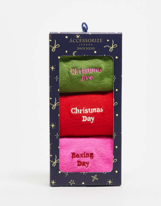 Accessorize 3 pack slogan socks in multi