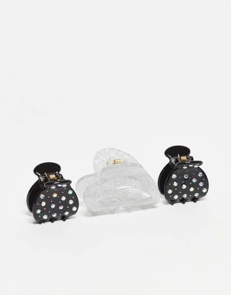 Accessorize 3 pack sparkle heart hair claw clip in multi - view 1