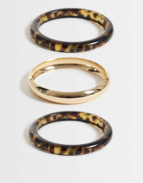 Accessorize 3 pack thin bangles in tort and gold - view 1