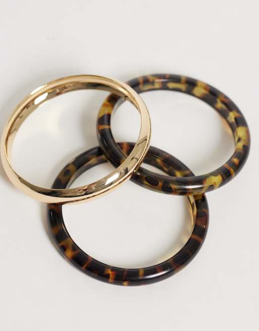 Accessorize 3 pack thin bangles in tort and gold, 2 of 3