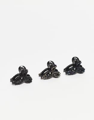 Accessorize - 3er-Pack kleine Haarklammern im Schleifendesign mit Schmucksteindetails-Bunt
