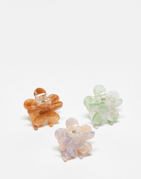 Accessorize – 3er-Pack Mini-Haarklammern mit Blumen-Design in verschiedenen Farben - view 1