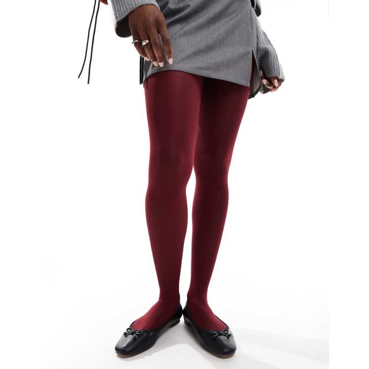 Accessorize 40 denier tights in burgandy ASOS