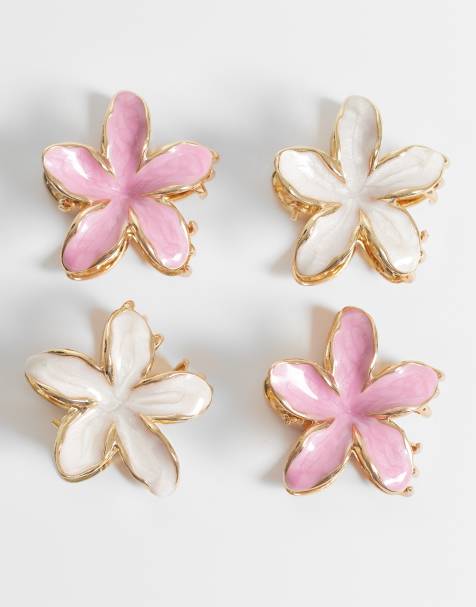 Accessorize – 4er-Pack emaillierte Mini-Haarklammern mit Blumendesign - view 1