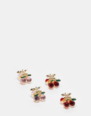 Accessorize - 4er-Pack Kirsch-Haarklammern in Rot