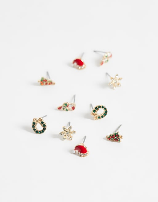 Accessorize 5 pack christmas studs in multi, 3 of 5