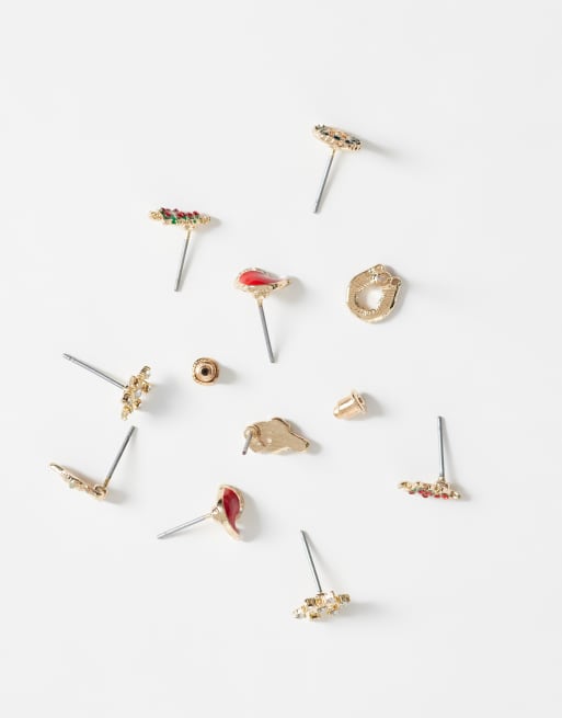 Accessorize 5 pack christmas studs in multi, 4 of 5