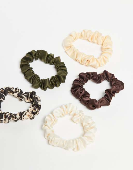 Accessorize 5 pack cow print skinny scrunchies in multi, 3 of 3