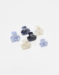 [Accessorize] Accessorize 6 pack blue mini hair claw clips in blue No Size Mid blue