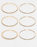 [Accessorize] Accessorize 6 pack mixed bangles in gold No Size GOLD