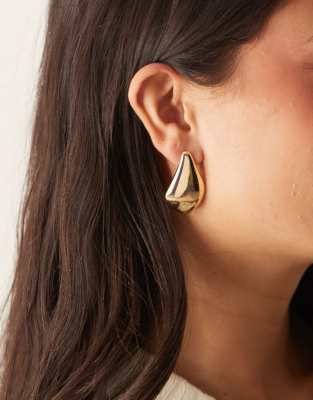 abstract teardrop earrings in gold