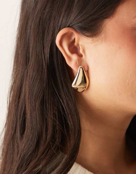 Accessorize abstract teardrop earrings in gold - view 1