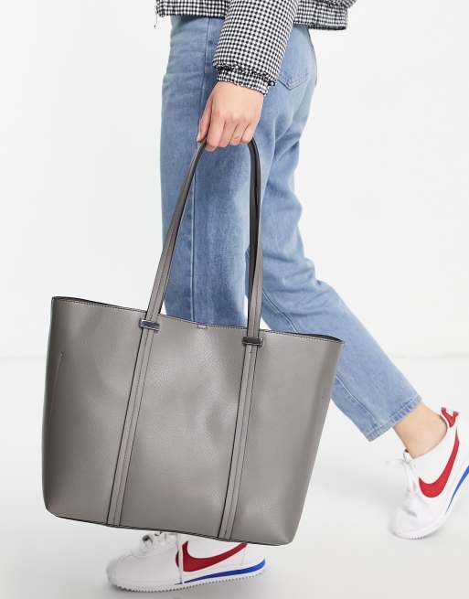 Accessorize Ali structured tote bag in light grey