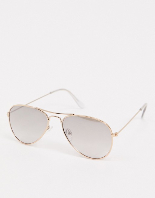 Accessorize Alice aviator sunglasses with mirror gradient in gold
