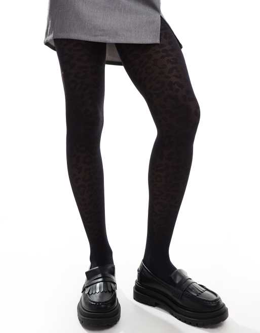 Accessorize all over leopard print tights in black