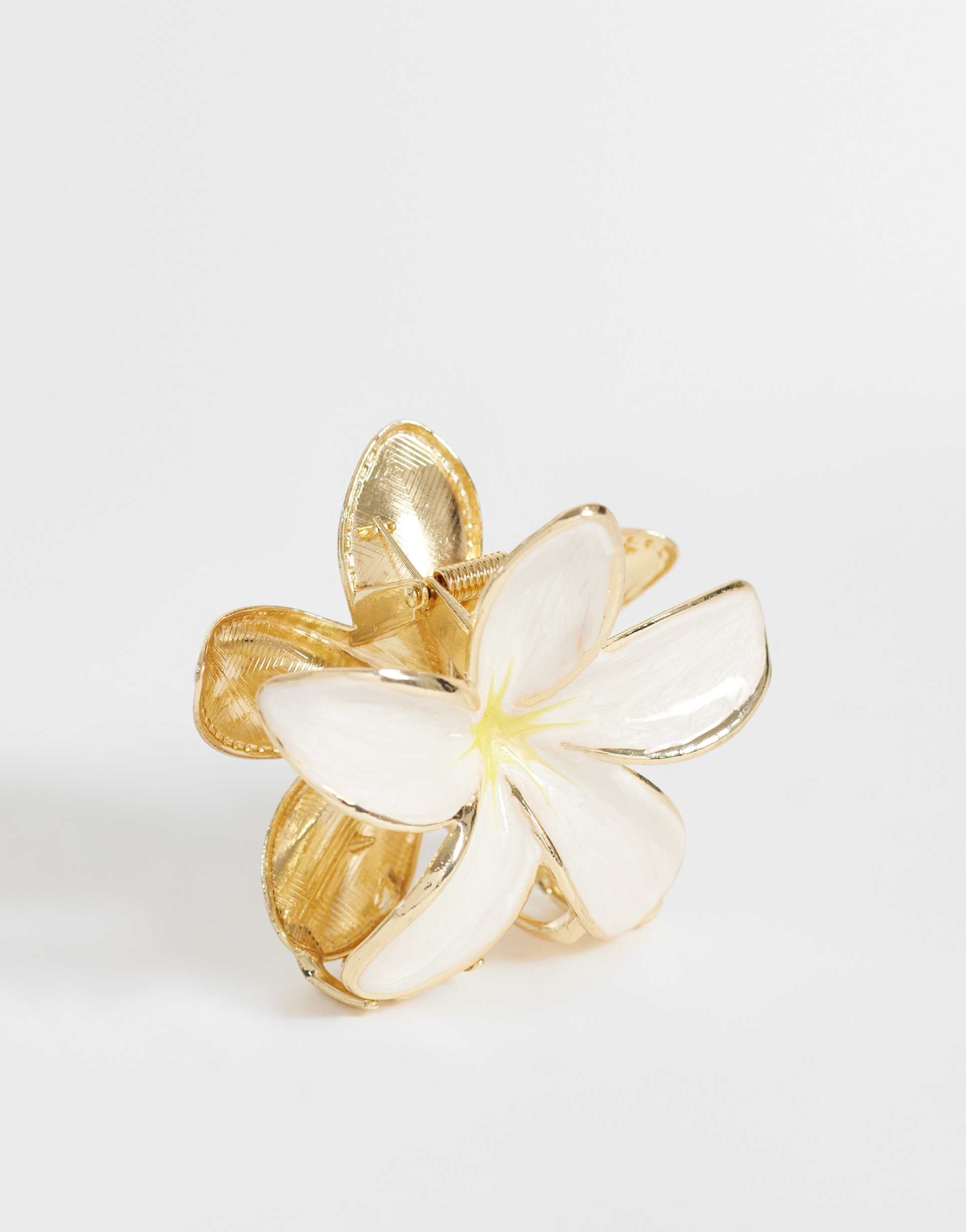 accessorize aloha flower hair clip in cream