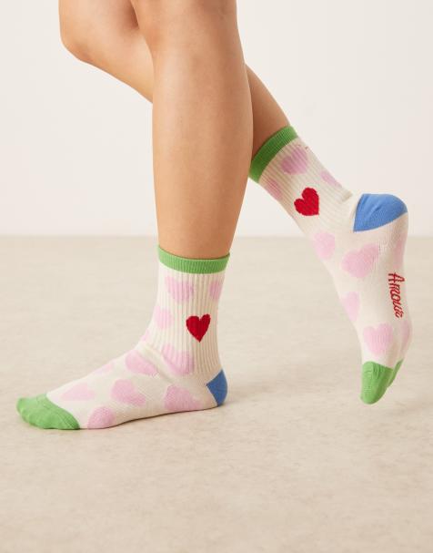Accessorize amore heart socks in multi - view 1