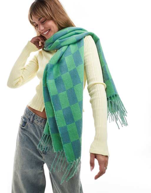 Accessorize - Annie - Écharpe à damier - Vert/bleu