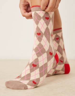 Accessorize Argyle Socks In Brown