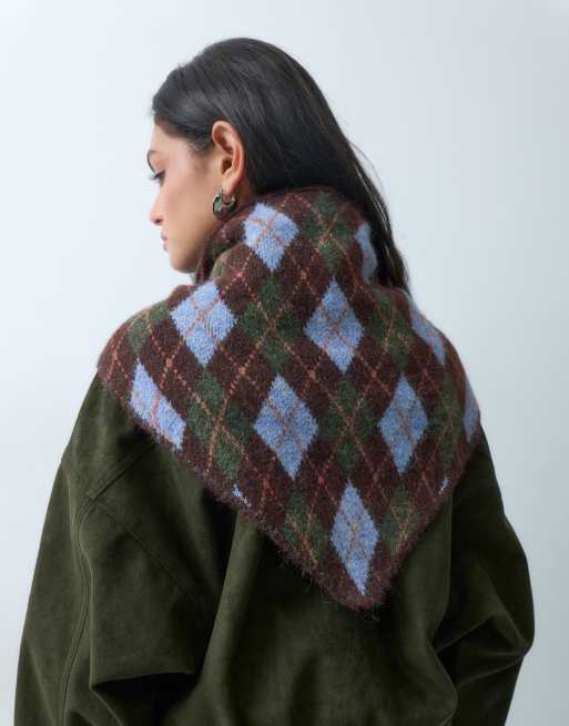 Accessorize argyle triangle scarf in dark multi, 2 of 4