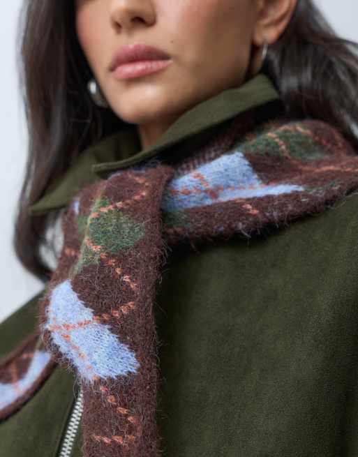 Accessorize argyle triangle scarf in dark multi, 4 of 4
