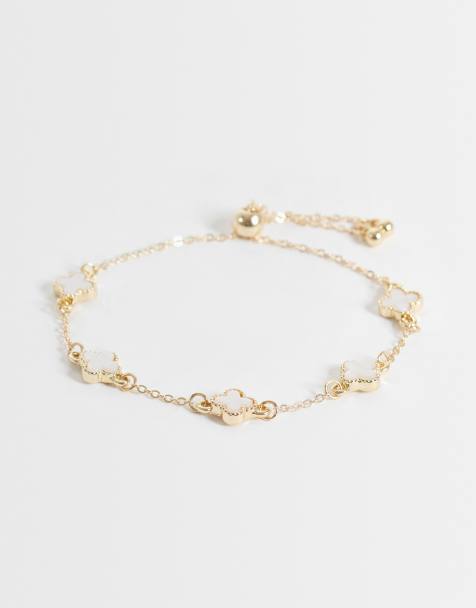 Accessorize armbånd med imiterede perler, toggle-lukning og kløver i guld - view 1