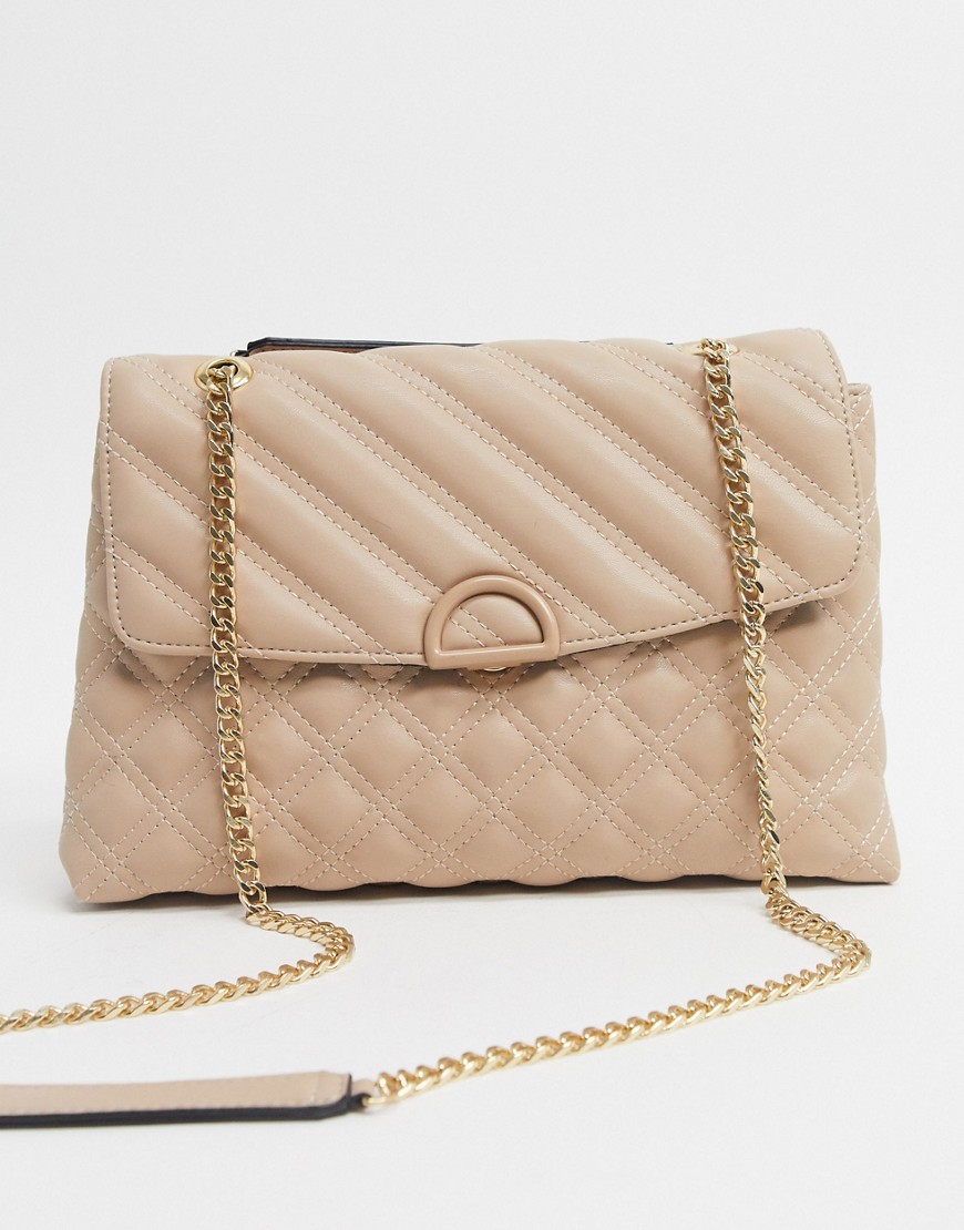 Accessorize Ayda quilted shoulder bag with chain strap in beige