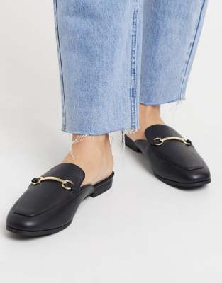 black backless flats