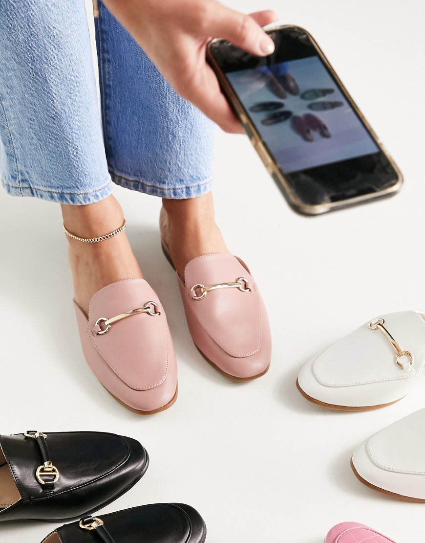 Accessorize Backless Loafers With Snaffle In Pink
