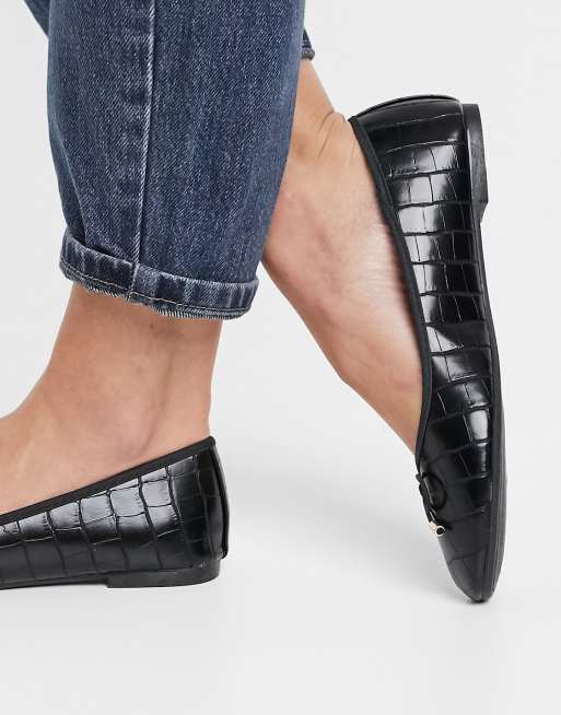 Accessorize - Ballerines plates rondes avec nœud - Noir Croco, 4 de 4