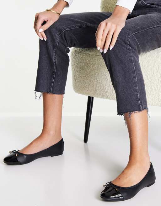 Accessorize ballet flats with contrast toe cap in black | ASOS