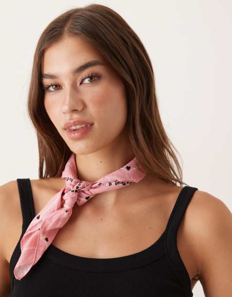 Accessorize bandana print small square scarf in pink - view 1