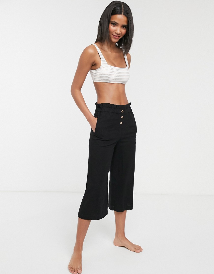 Accessorize Beach Pants With Button Detail In Black