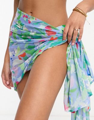 beach sarong in abstract floral-Multi