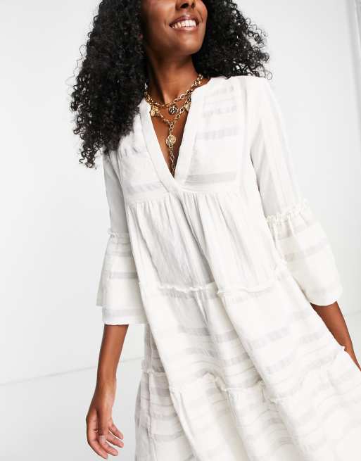 Accessorize beach smock summer dress in cream