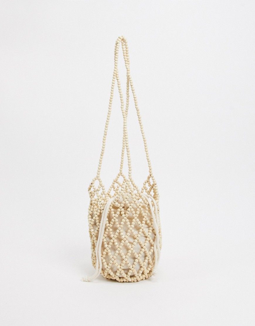 Accessorize beaded basket grab bag in white