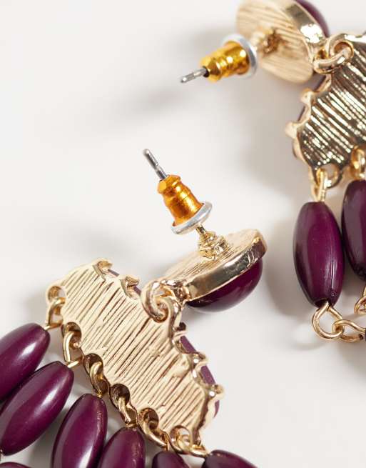 Accessorize beaded chandelier drop earrings in burgundy, 3 of 4