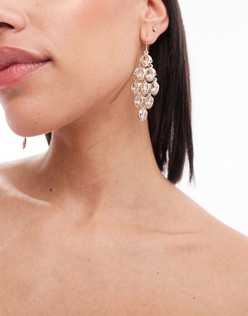 Accessorize beaded chandelier earrings in gold and pink