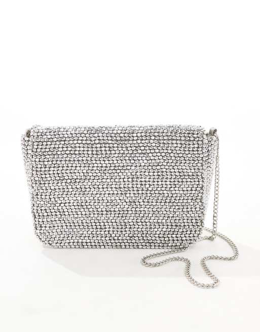 Accessorize beaded clutch bag in silver