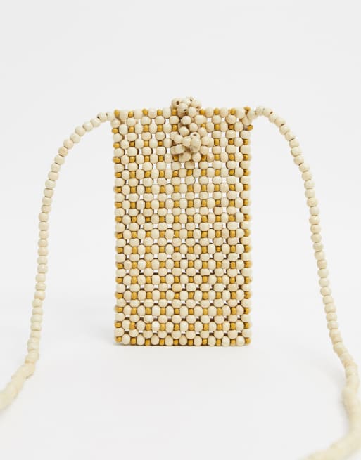 Accessorize beaded cross body bag in off white ASOS