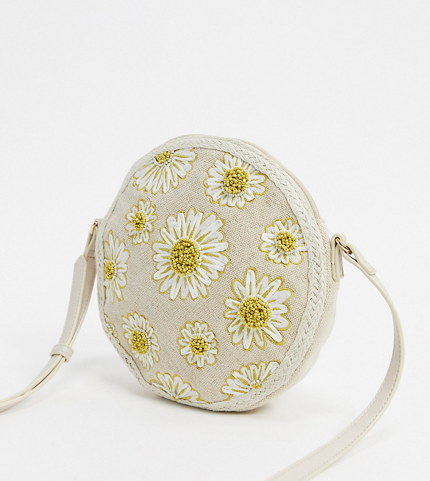 Accessorize beaded daisy cross body bag in beige
